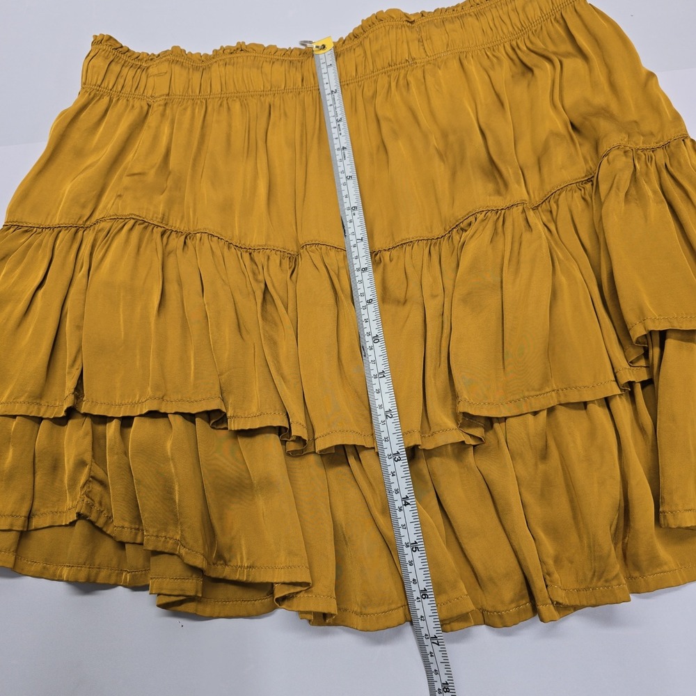 Aerie Mustard Yellow Tiered Ruffle Mini Skirt Tassel Drawstring Large 37109204 - Picture 5 of 5